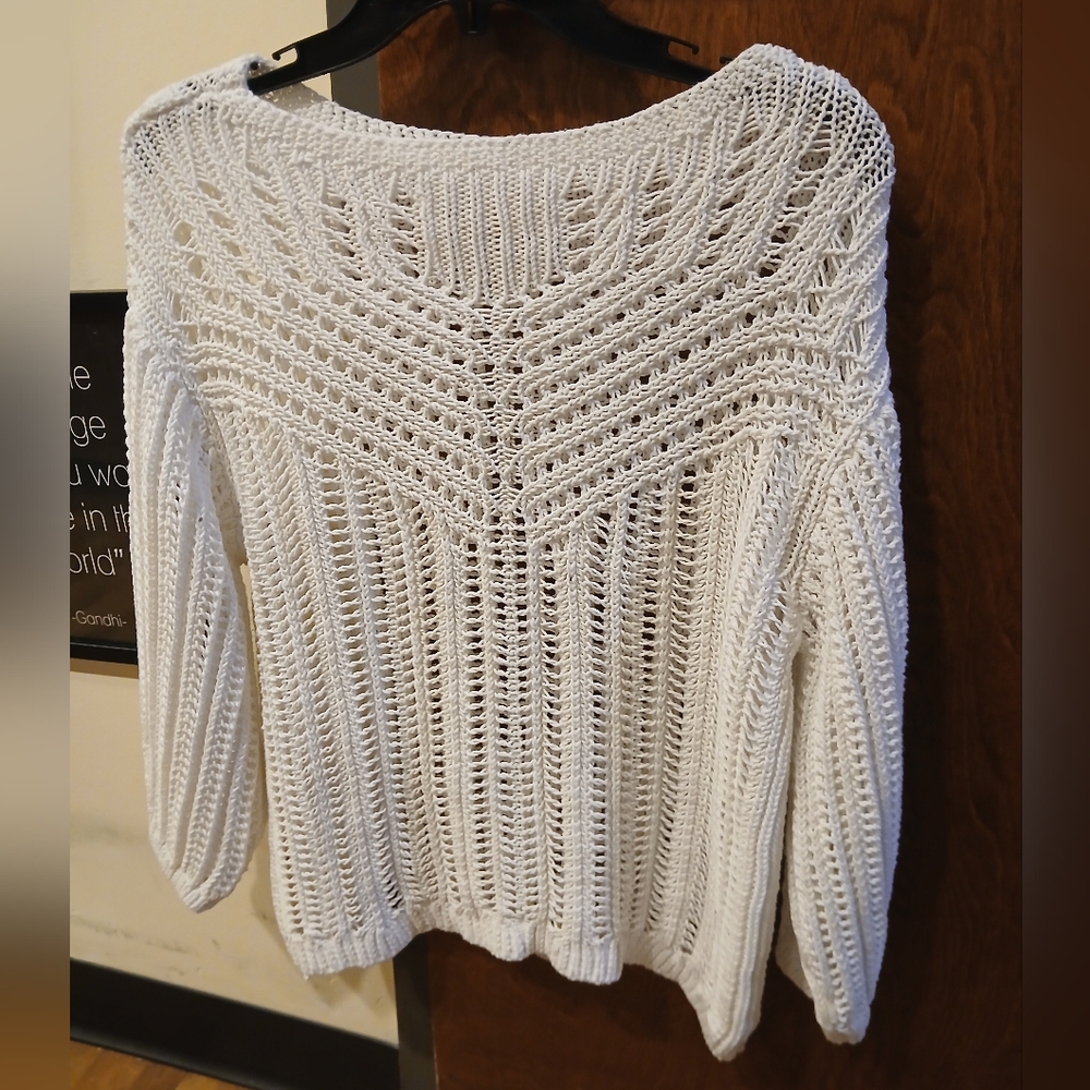 NWOT/ LOFT white open knit sweater